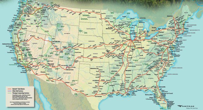kolej w USA - mapa